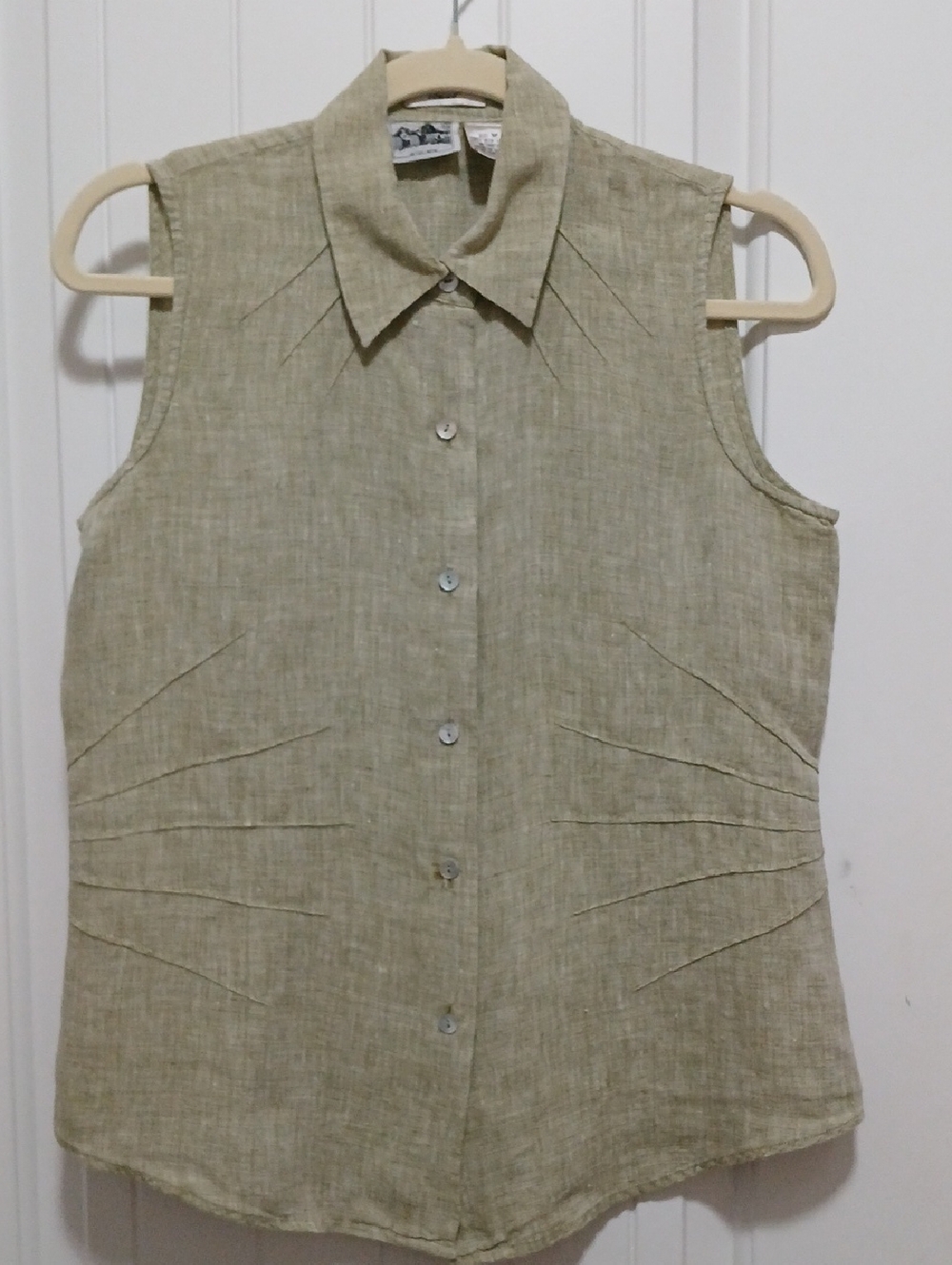 EDWARD IRISH LINEN sleeveless Linen Button-Up Top
